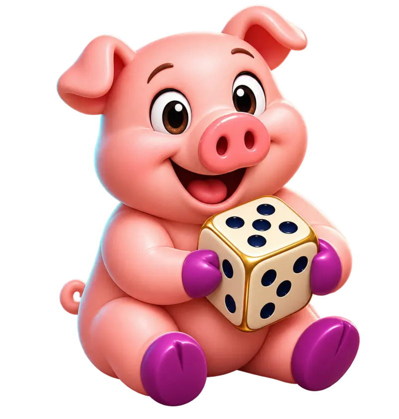 Pig holding a die